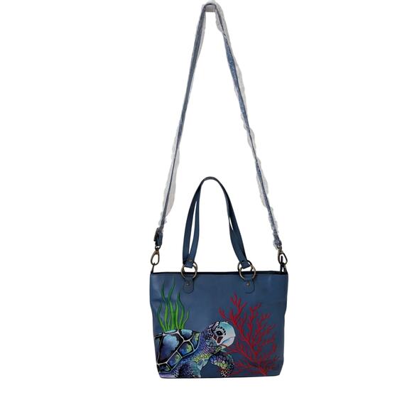 NWT Anuschka Turtle Reef Genuine Leather Large Tote (70875) RARE - Picture 1 of 6